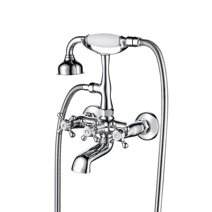 BARCLAY 4610-MC VINTAGE 11 3/4 INCH TWO HOLES WALL MOUNT TUB FILLER WITH HAND SHOWER AND DIVERTER