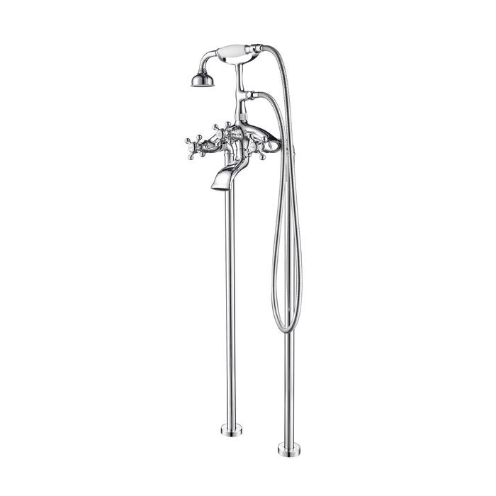 BARCLAY 4611-MC 42 3/4 INCH TWO HOLES FREESTANDING TUB FILLER WITH HAND SHOWER AND DIVERTER