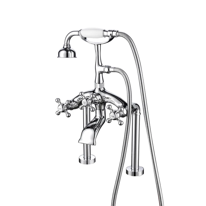BARCLAY 4612-MC VINTAGE 15 INCH TWO HOLES DECK MOUNT TUB FILLER WITH HAND SHOWER AND DIVERTER