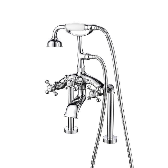 BARCLAY 4613-MC VINTAGE 18 7/8 INCH TWO HOLES DECK MOUNT TUB FILLER WITH HAND SHOWER AND DIVERTER