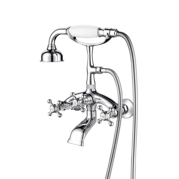 BARCLAY 4614-MC 14 INCH TWO HOLES WALL MOUNT TUB FILLER WITH HAND SHOWER AND DIVERTER