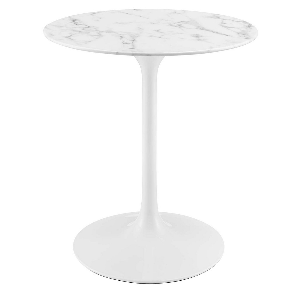 MODWAY EEI-1128-WHI LIPPA 27 1/2 INCH ROUND ARTIFICIAL MARBLE DINING TABLE