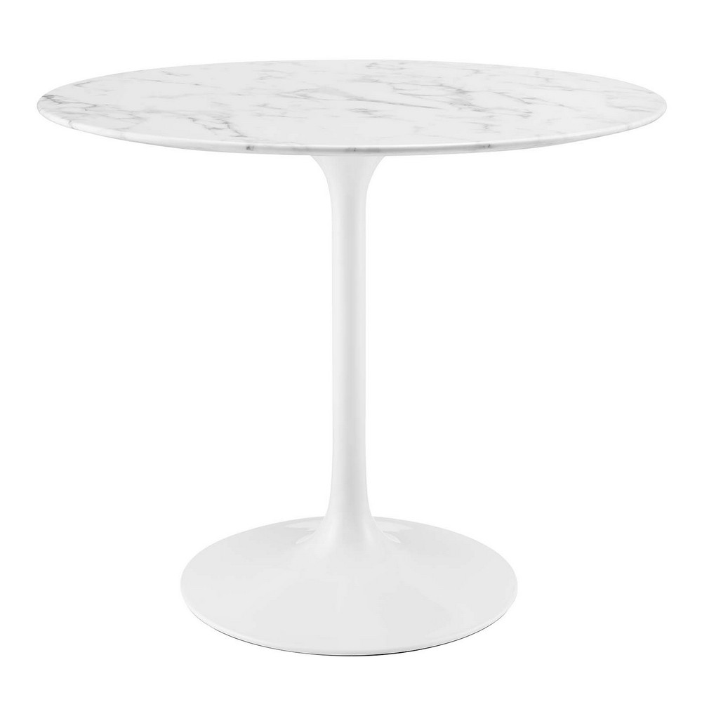 MODWAY EEI-1129-WHI LIPPA 35 1/2 INCH ROUND ARTIFICIAL MARBLE DINING TABLE