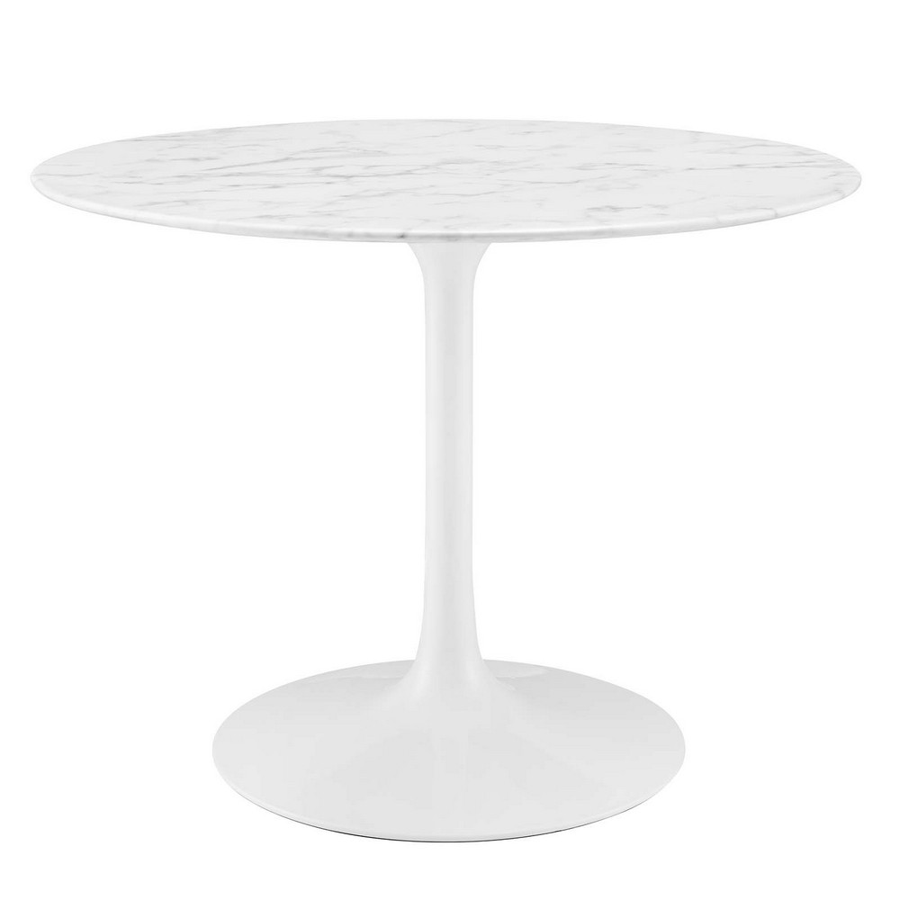 MODWAY EEI-1130-WHI LIPPA 39 1/2 INCH ROUND ARTIFICIAL MARBLE DINING TABLE