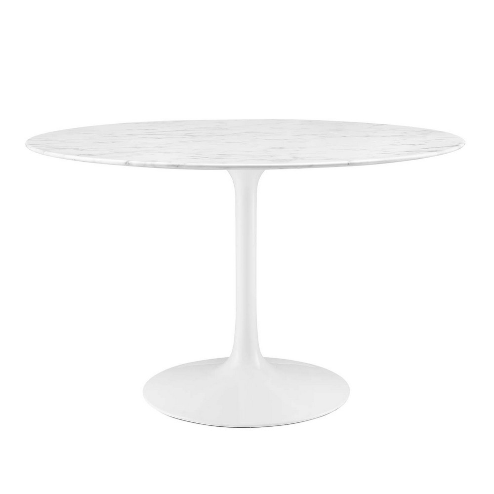 MODWAY EEI-1131-WHI LIPPA 47 INCH ROUND ARTIFICIAL MARBLE DINING TABLE