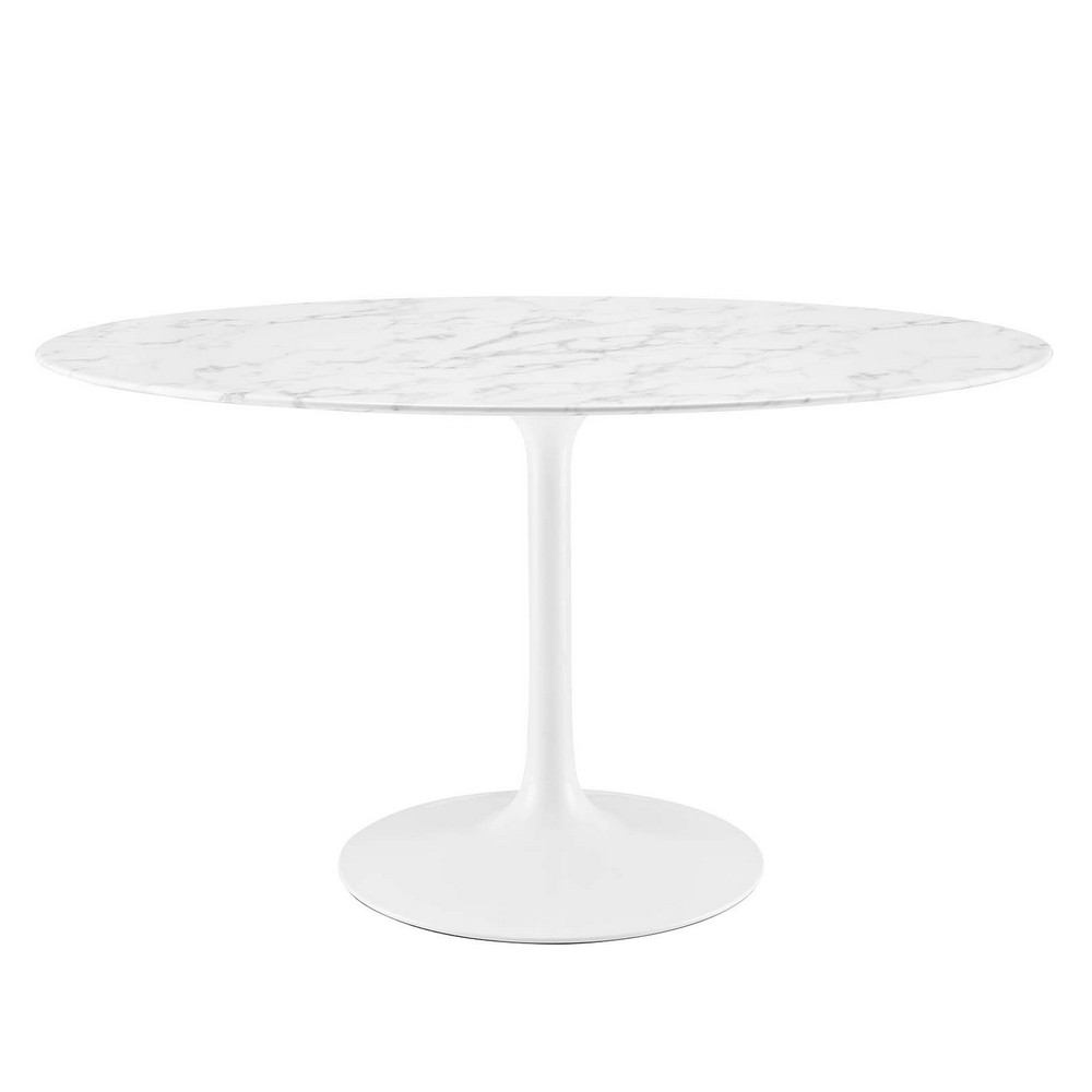 MODWAY EEI-1134-WHI LIPPA 54 INCH OVAL ARTIFICIAL MARBLE DINING TABLE