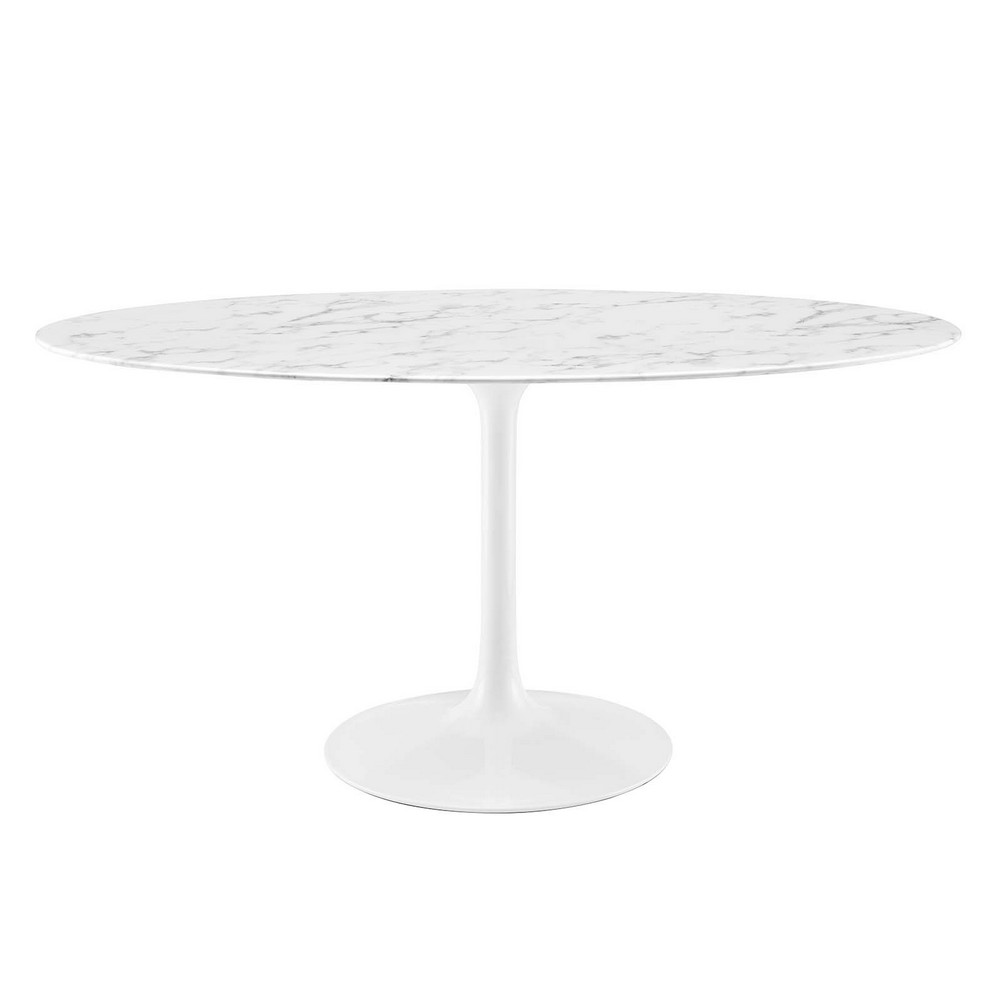 MODWAY EEI-1135-WHI LIPPA 60 INCH OVAL ARTIFICIAL MARBLE DINING TABLE