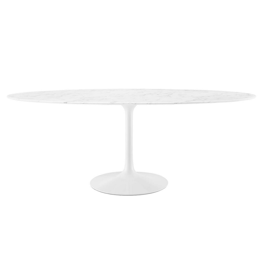 MODWAY EEI-1659-WHI LIPPA 78 1/2 INCH OVAL ARTIFICIAL MARBLE DINING TABLE