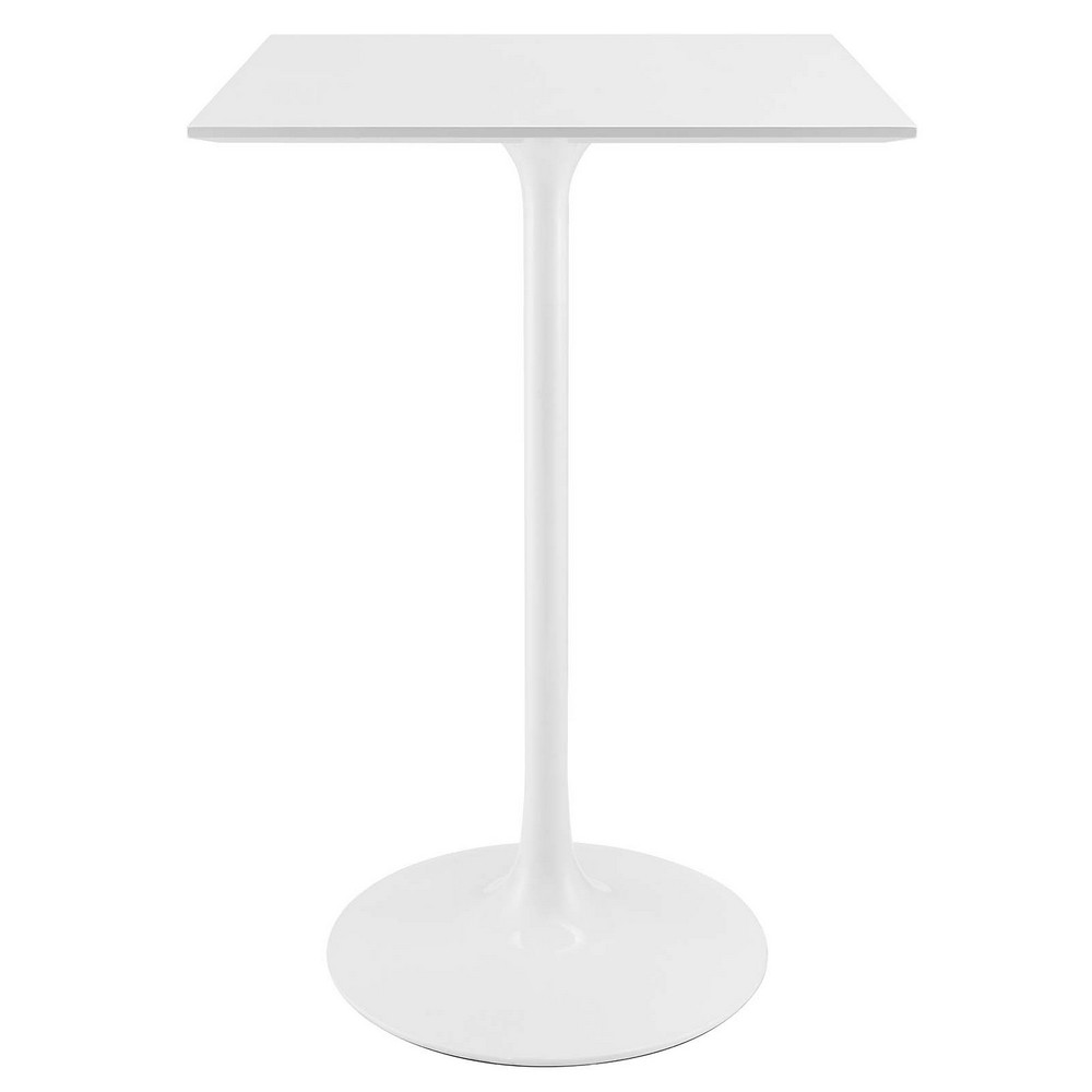 MODWAY EEI-1826-WHI LIPPA 27 1/2 INCH SQUARE WOOD TOP BAR TABLE
