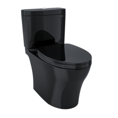 TOTO MS446124CUM#51 AQUIA IV TWO PIECE ELONGATED 1.0/0.8 DUAL FLUSH SKIRTED TOILET WITH SS124 SEAT, EBONY