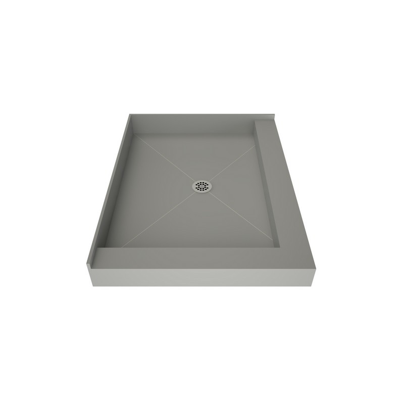TILE REDI 4837CDR-PVC REDI BASE 48 D X 37 W INCH FULLY INTEGRATED SHOWER PAN WITH CENTER PVC DRAIN WITH RIGHT DUAL CURB
