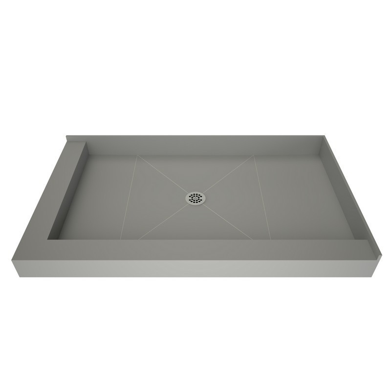 TILE REDI P3042CDL-PVC REDI BASE 30 D X 42 W INCH FULLY INTEGRATED SHOWER PAN WITH CENTER PVC DRAIN WITH LEFT DUAL CURB