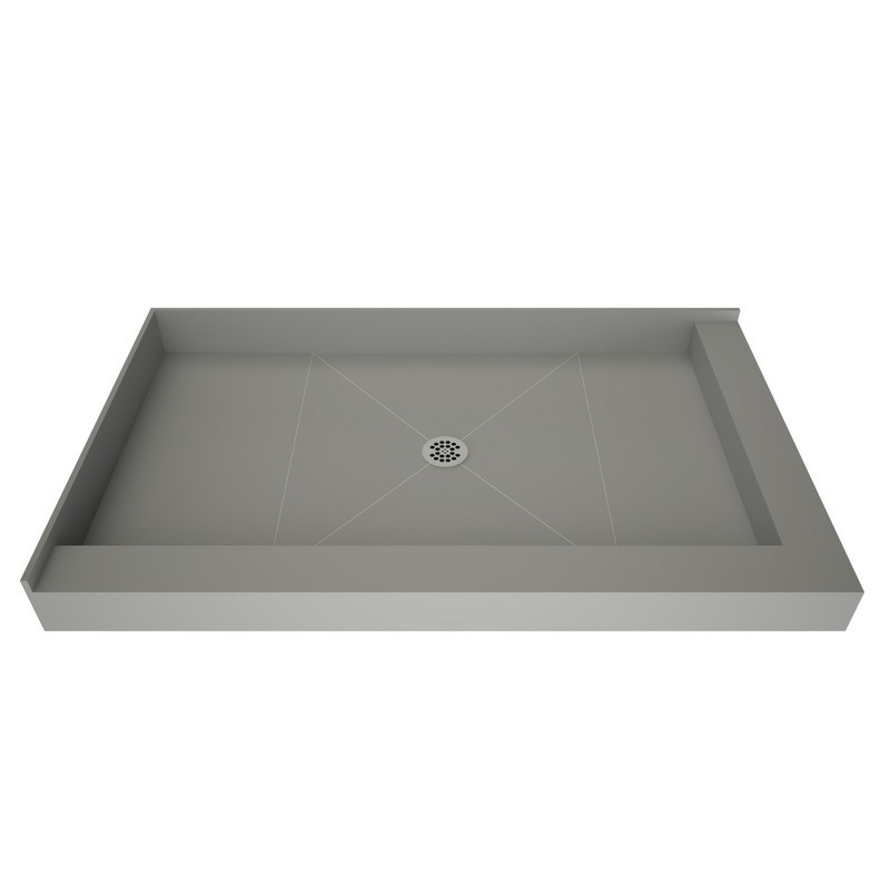TILE REDI P3042CDR-PVC REDI BASE 30 D X 42 W INCH FULLY INTEGRATED SHOWER PAN WITH CENTER PVC DRAIN WITH RIGHT DUAL CURB