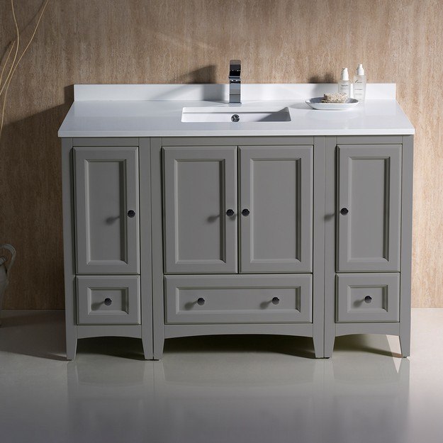 FRESCA FCB20-122412GR-CWH-U OXFORD 48 INCH GRAY TRADITIONAL BATHROOM CABINETS WITH TOP AND SINK