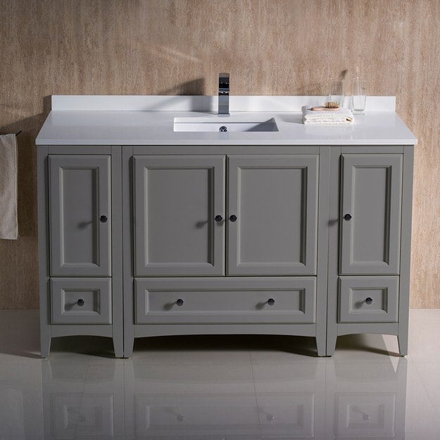 FRESCA FCB20-123012GR-CWH-U OXFORD 54 INCH GRAY TRADITIONAL BATHROOM CABINETS WITH TOP AND SINK