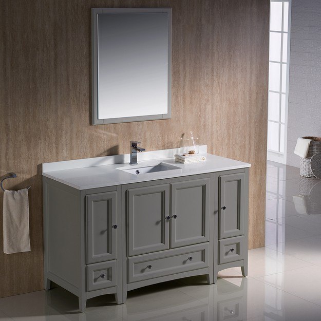 Fvn20 123012gr Oxford 54 Inch Gray, 54 Bathroom Vanity Cabinet