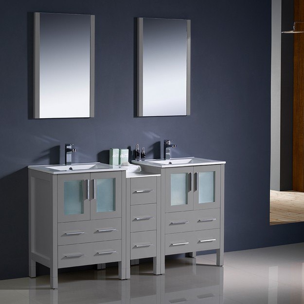 Fvn62 241224gr Uns Torino 60 Inch Gray, 60 Inch Double Sink Bathroom Vanity Gray