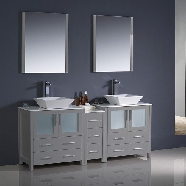 Fvn62 301230gr Vsl Torino 72 Inch Gray Modern Double Sink Bathroom