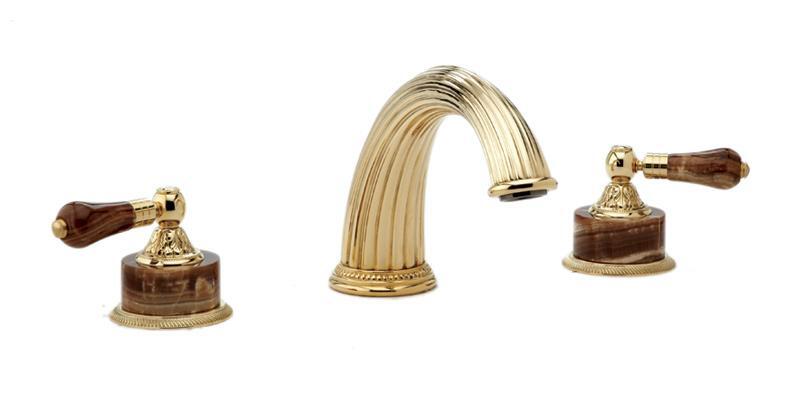 PHYLRICH K1241P VERSAILLES THREE HOLES WIDESPREAD DECK TUB SET WITH MONTAIONE BROWN ONYX LEVER HANDLES