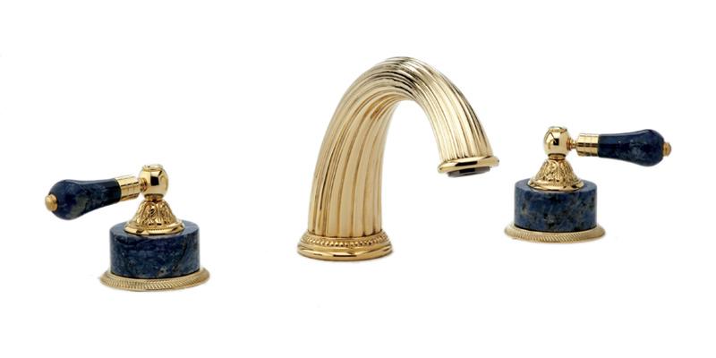 PHYLRICH K1242P VERSAILLES THREE HOLES WIDESPREAD DECK TUB SET WITH BLEU SODALITE LEVER HANDLES