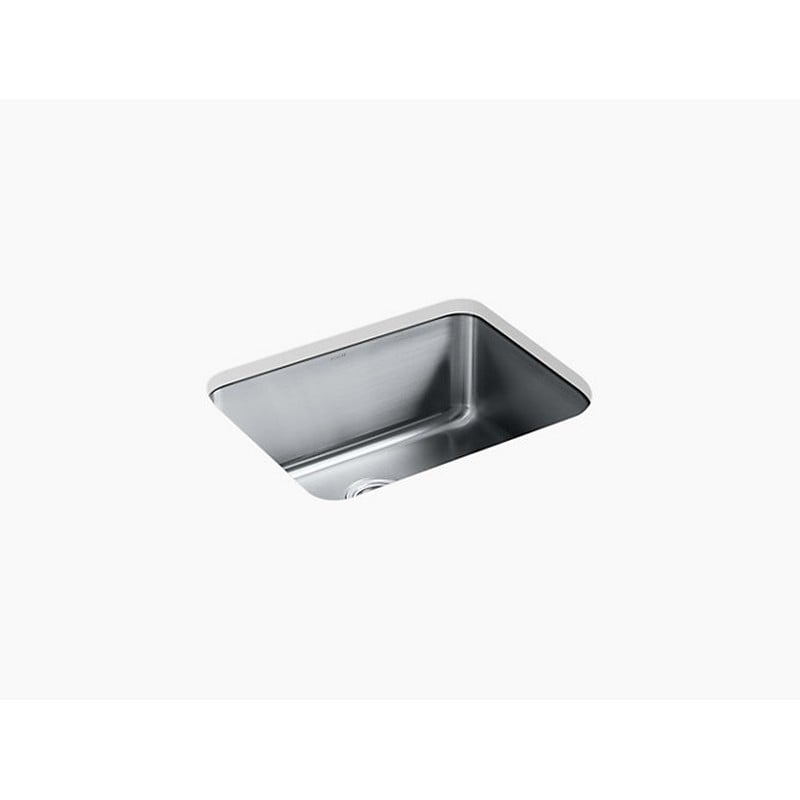 KOHLER K-3325-HCF-NA UNDERTONE PRESERVE 23 INCH SINGLE BASIN UNDERMOUNT STAINLESS STEEL SCRATCH RESISTANT KITCHEN SINK WITH PRESERVE AND SILENTSHIELD TECHNOLOGY - INCLUDES BASIN RACK