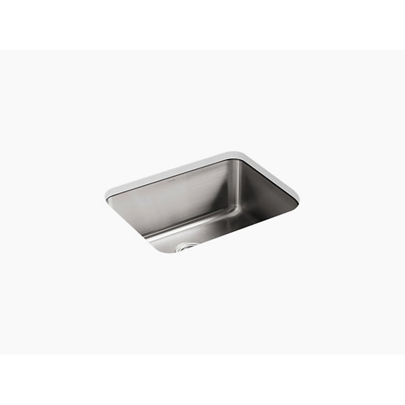 KOHLER K-3325-NA UNDERTONE 23 INCH SINGLE BASIN UNDER-MOUNT 18-GAUGE STAINLESS STEEL KITCHEN SINK WITH SILENTSHIELD