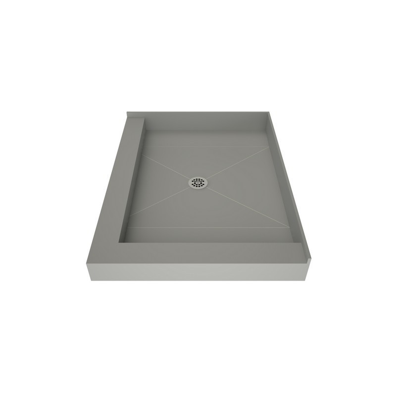 TILE REDI P4236CDL-PVC REDI BASE 42 D X 36 W INCH FULLY INTEGRATED SHOWER PAN WITH CENTER PVC DRAIN WITH LEFT DUAL CURB