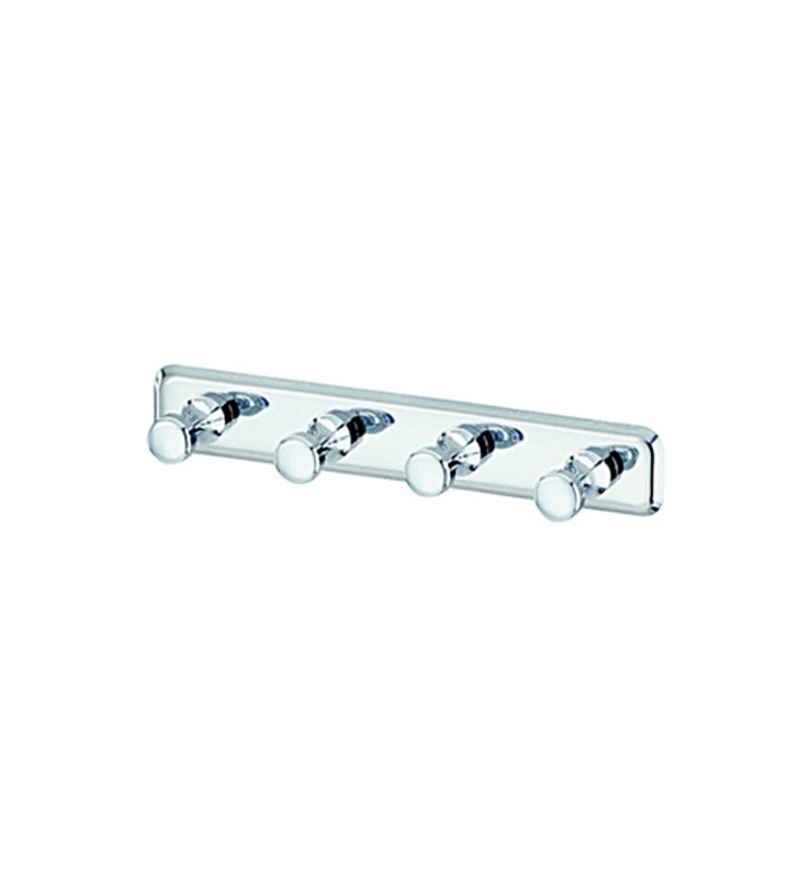 GEESA 5281 6.38 INCH ROBE OR TOWEL RACK WITH 4 HOOKS IN CHROME