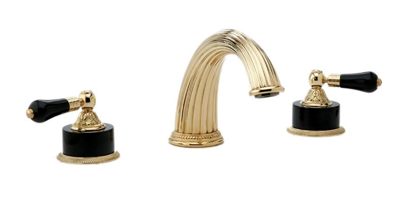 PHYLRICH K1244P VERSAILLES THREE HOLES WIDESPREAD DECK TUB SET WITH FRIENZE BLACK ONYX LEVER HANDLES