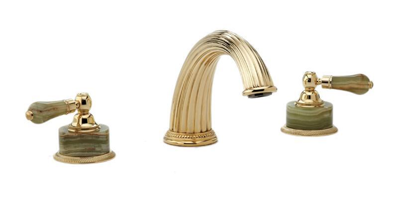 PHYLRICH K1270P REGENT THREE HOLES WIDESPREAD DECK TUB SET WITH GREEN ONYX LEVER HANDLES