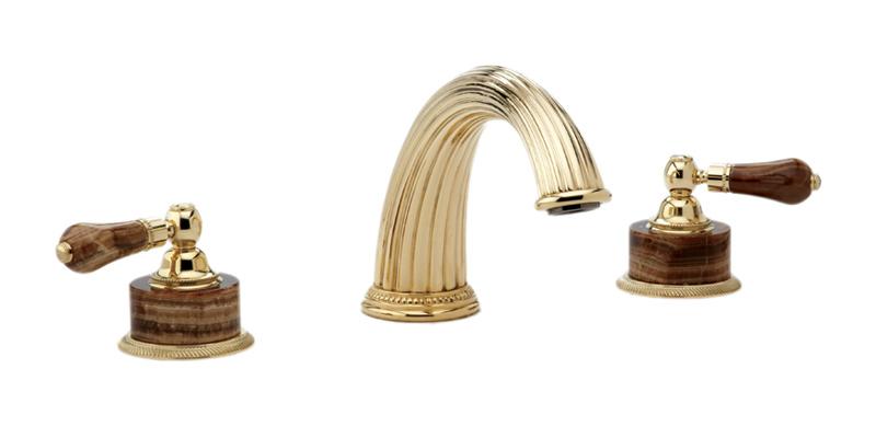 PHYLRICH K1271P REGENT THREE HOLES WIDESPREAD DECK TUB SET WITH MONTAIONE BROWN ONYX LEVER HANDLES