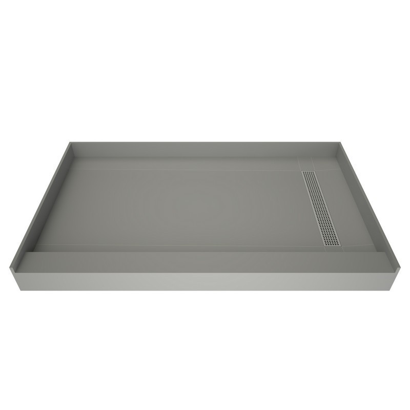 TILE REDI RT3048R-PVC-SQPC REDI TRENCH 30 D X 48 W INCH FULLY INTEGRATED SHOWER PAN WITH RIGHT PVC DRAIN, RIGHT TRENCH WITH DESIGNER POLISHED CHROME GRATE, 2.5 INCH CURB