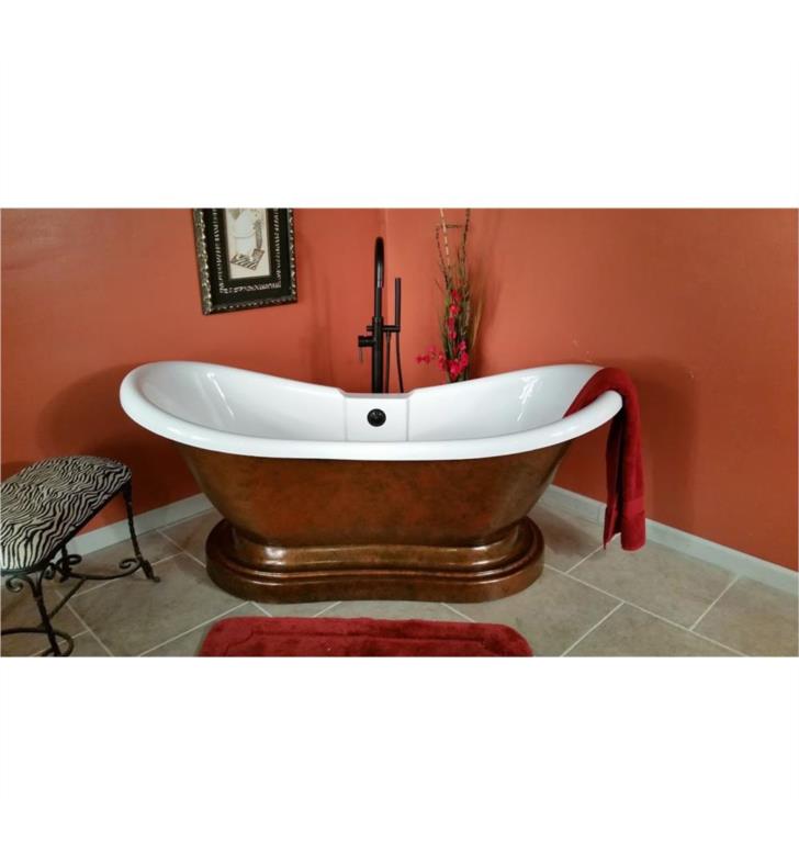 CAMBRIDGE PLUMBING ADES-PED-CB 68 INCH FREE STANDING DOUBLE ENDED PEDESTAL SLIPPER BATHTUB IN COPPER BRONZE