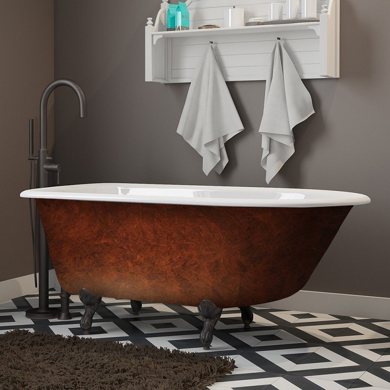 CAMBRIDGE PLUMBING RR55-ORB-CB 55 X 30 INCH FAUX COPPER BRONZE FINISH BATHTUB ONLY WITH OIL RUBBED BRONZE FEET
