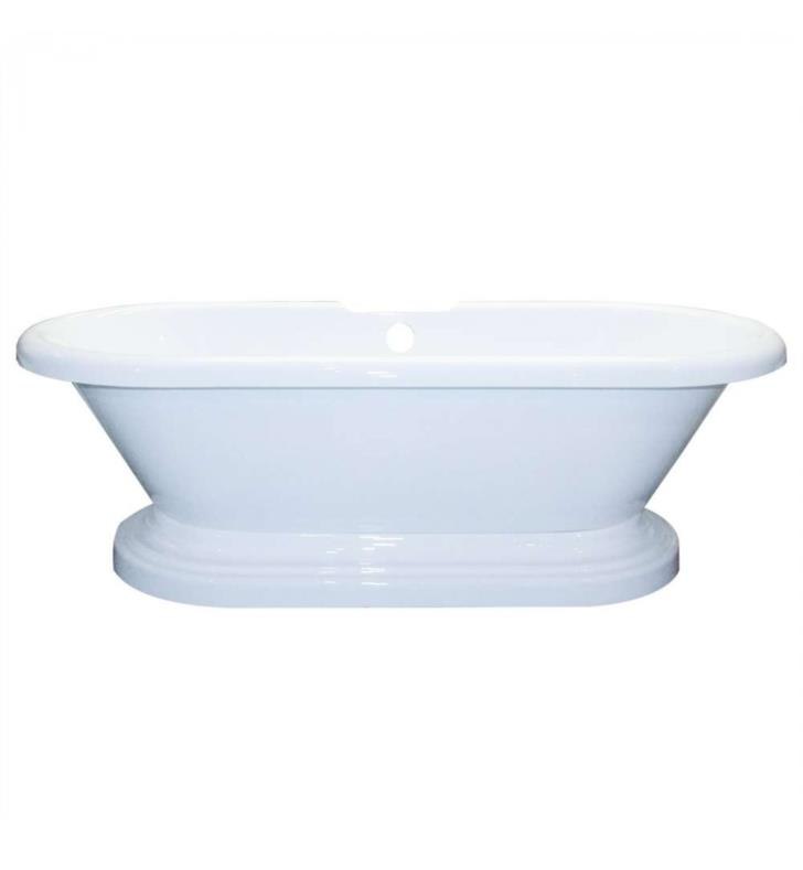 CAMBRIDGE PLUMBING ADE-PED 70 INCH FREE STANDING DOUBLE ENDED PEDESTAL BATHTUB IN WHITE