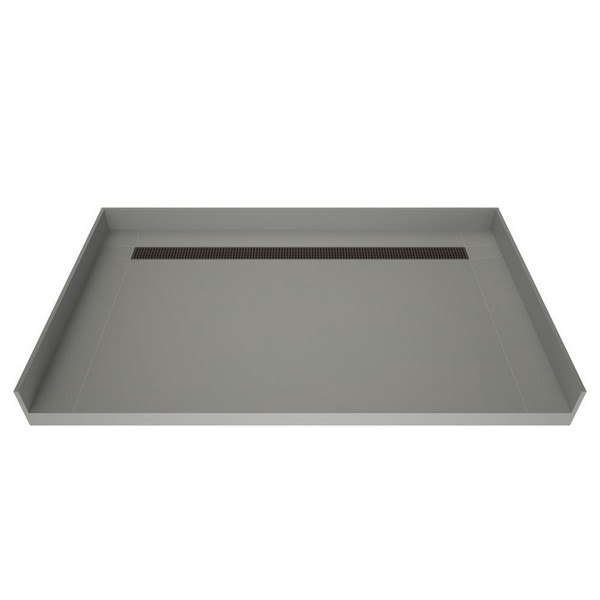 TILE REDI RT3260BBF-PVC REDI TRENCH 32 D X 60 W INCH FULLY INTEGRATED BARRIER FREE SHOWER PAN WITH BACK PVC DRAIN AND BACK TRENCHWITH DESIGNER GRATE