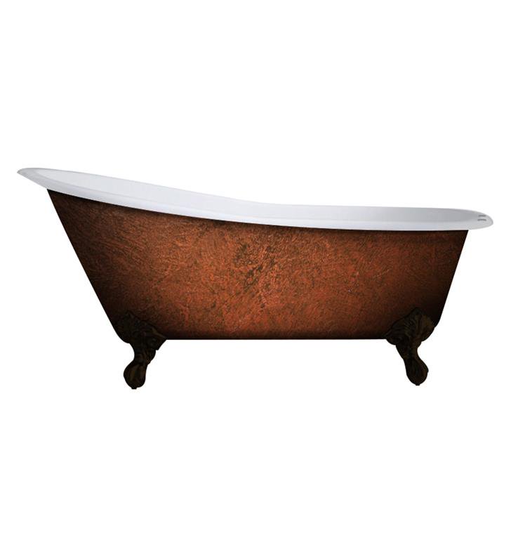 CAMBRIDGE PLUMBING ST61-ORB-CB 61 INCH FREE STANDING SLIPPER CLAWFOOT BATHTUB IN COPPER BRONZE WITH OIL RUBBED BRONZE FEET
