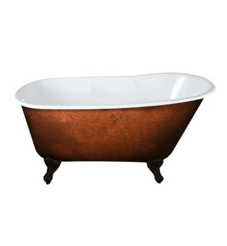 CAMBRIDGE PLUMBING SWED58-NH-ORB-CB 58 INCH CLAWFOOT BATHTUB IN FAUX COPPER BRONZE FINISH WITH NO FAUCET DRILLINGS AND OIL RUBBED BRONZE FEET