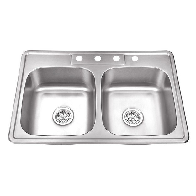 CAHABA CA113133 33 INCH 20 GAUGE STAINLESS STEEL DOUBLE BOWL KITCHEN SINK
