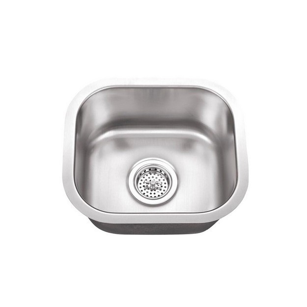 CAHABA CA122SB15 14-1/2 INCH 18 GAUGE STAINLESS STEEL SINGLE BOWL BAR SINK WITH DRAIN ASSEMBLY