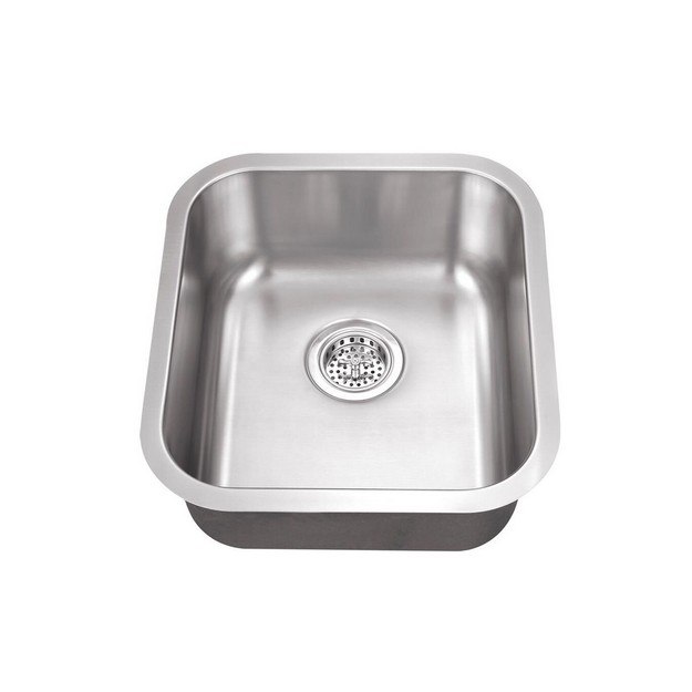 CAHABA CA122SB16 16 INCH 18 GAUGE STAINLESS STEEL SINGLE BOWL BAR SINK WITH DRAIN ASSEMBLY