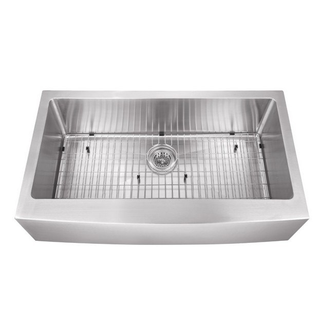 CAHABA CA231SB35 36 INCH 16 GAUGE STAINLESS STEEL APRON FRONT SINGLE BOWL KITCHEN SINK WITH GRID SET AND DRAIN ASSEMBLY