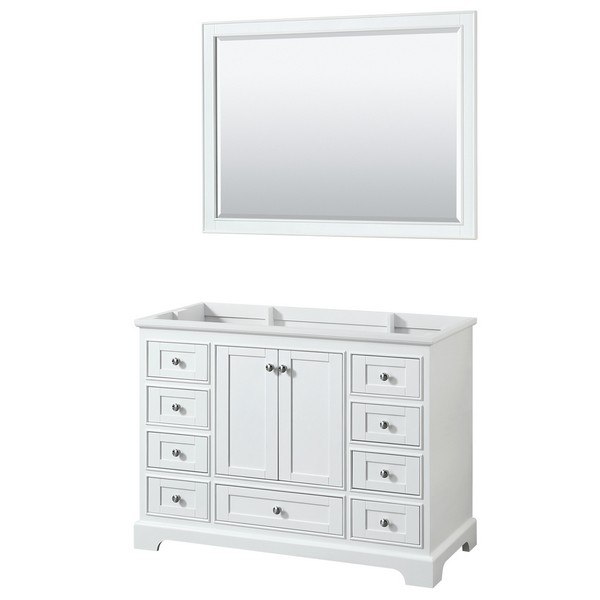 WYNDHAM COLLECTION WCS202048SWHCXSXXM46 DEBORAH 48 INCH SINGLE BATHROOM VANITY IN WHITE WITH 46 INCH MIRROR