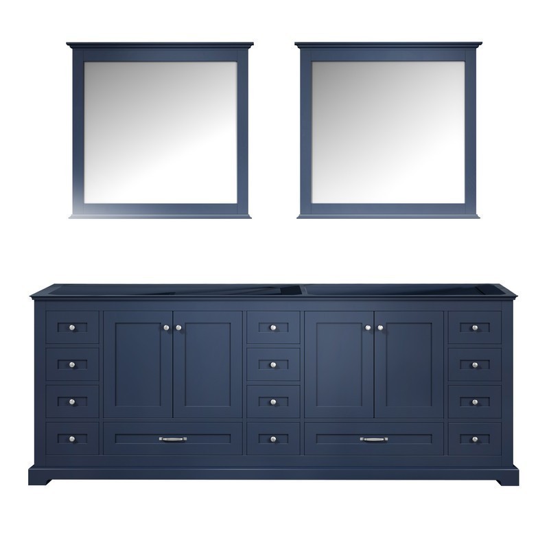 LEXORA LD342284DE00M34 DUKES 84 INCH NAVY BLUE DOUBLE VANITY WITH 34 INCH MIRRORS