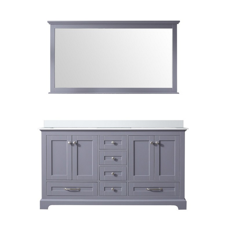 LEXORA LD342260DQM58 DUKES 60 INCH DOUBLE SINK BATH VANITY WITH WHITE QUARTZ TOP AND 58 INCH MIRROR