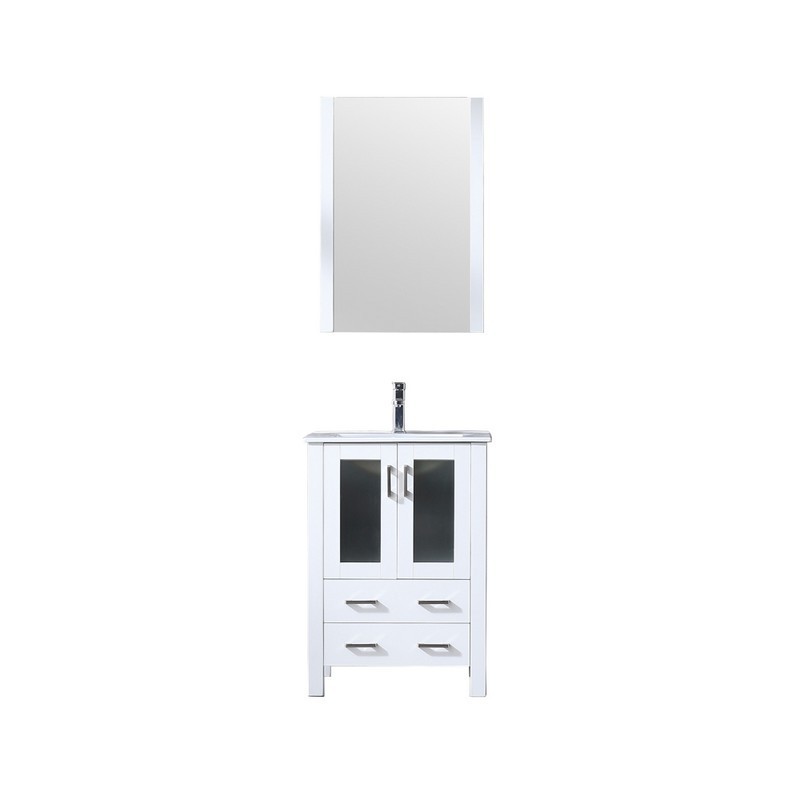 LEXORA LV341824SAESM22 VOLEZ 24 INCH SINGLE VANITY WHITE, INTEGRATED TOP, WHITE INTEGRATED SQUARE SINK AND 22 INCH MIRROR