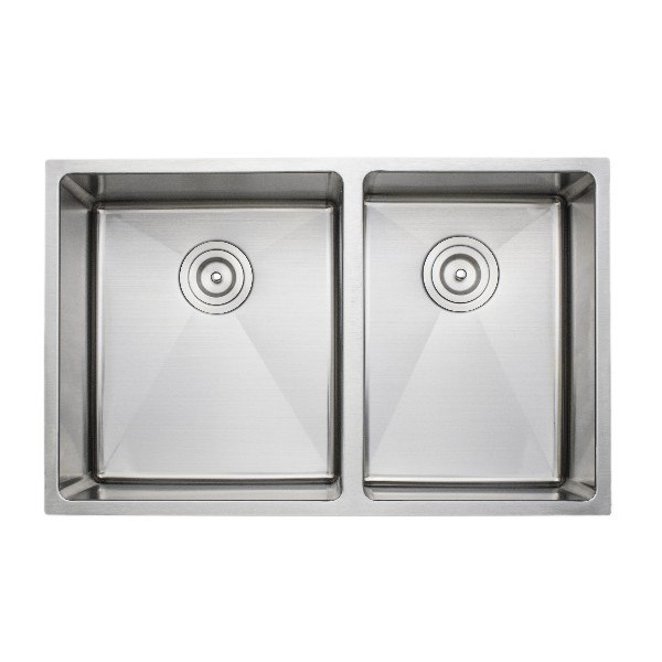 WELLS SINKWARE CSU3019-97 THE CHEF'S COLLECTION HANDCRAFTED 30 INCH 16 GAUGE UNDERMOUNT DOUBLE BOWL STAINLESS STEEL KITCHEN SINK