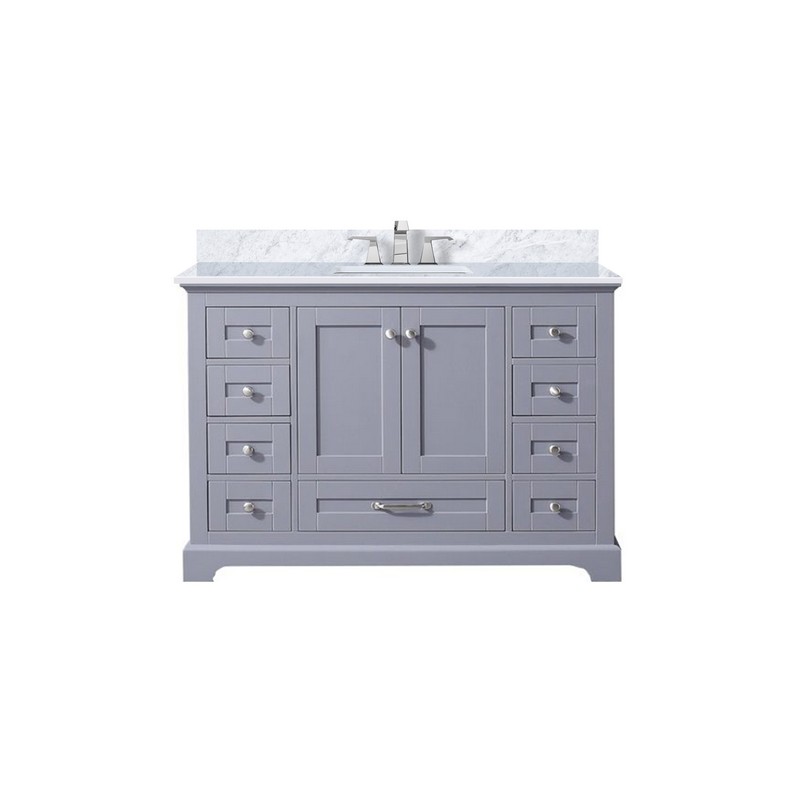LEXORA LVD48S101 DUKES 48 INCH SINGLE SINK BATH VANITY WITH CARRARA MARBLE TOP AND FAUCET