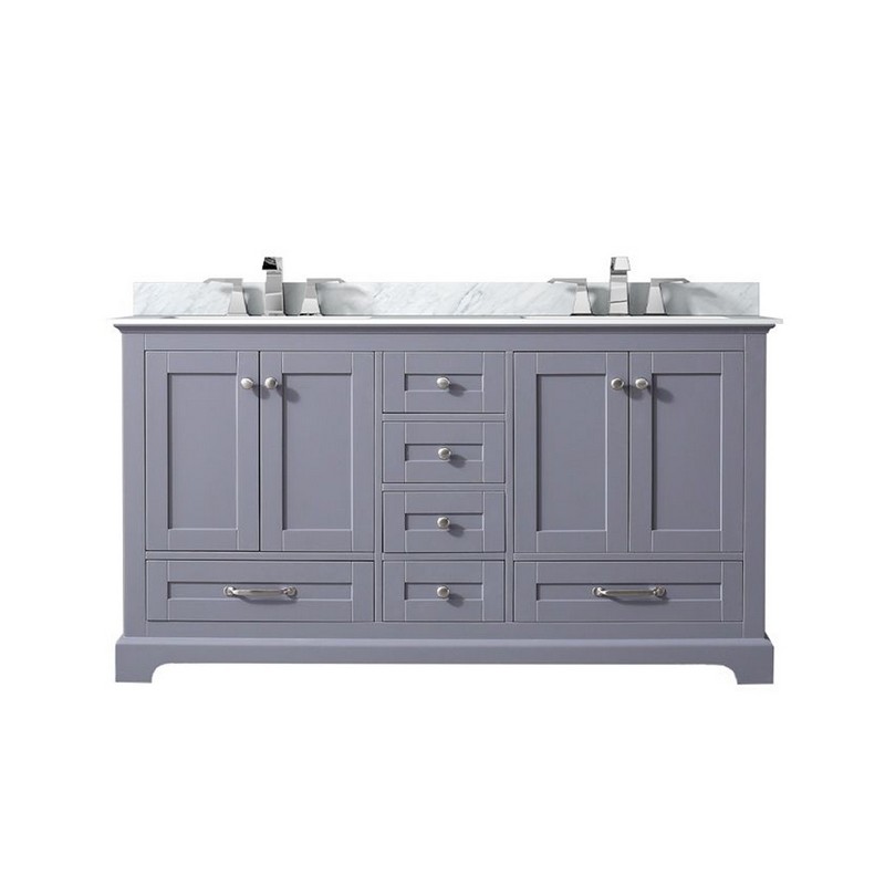 LEXORA LVD60D101 DUKES 60 INCH DOUBLE SINK BATH VANITY WITH CARRARA MARBLE TOP AND FAUCET