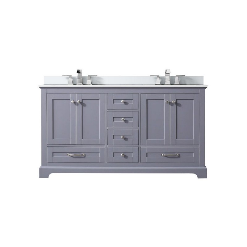 LEXORA LVD60D301 DUKES 60 INCH DOUBLE SINK BATH VANITY WITH CULTURED MARBLE TOP AND FAUCET